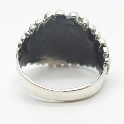 925 Sterling Silver Vintage Real Tiger Eye Gem Striped Ring Size 8.25