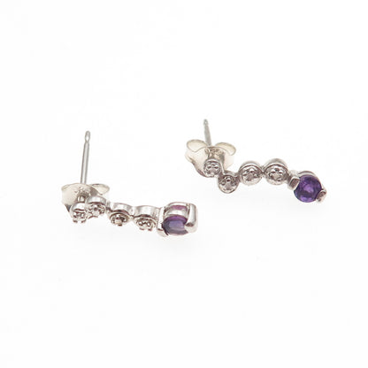 Ross Simons 925 Sterling Silver Real Amethyst Drop Earrings