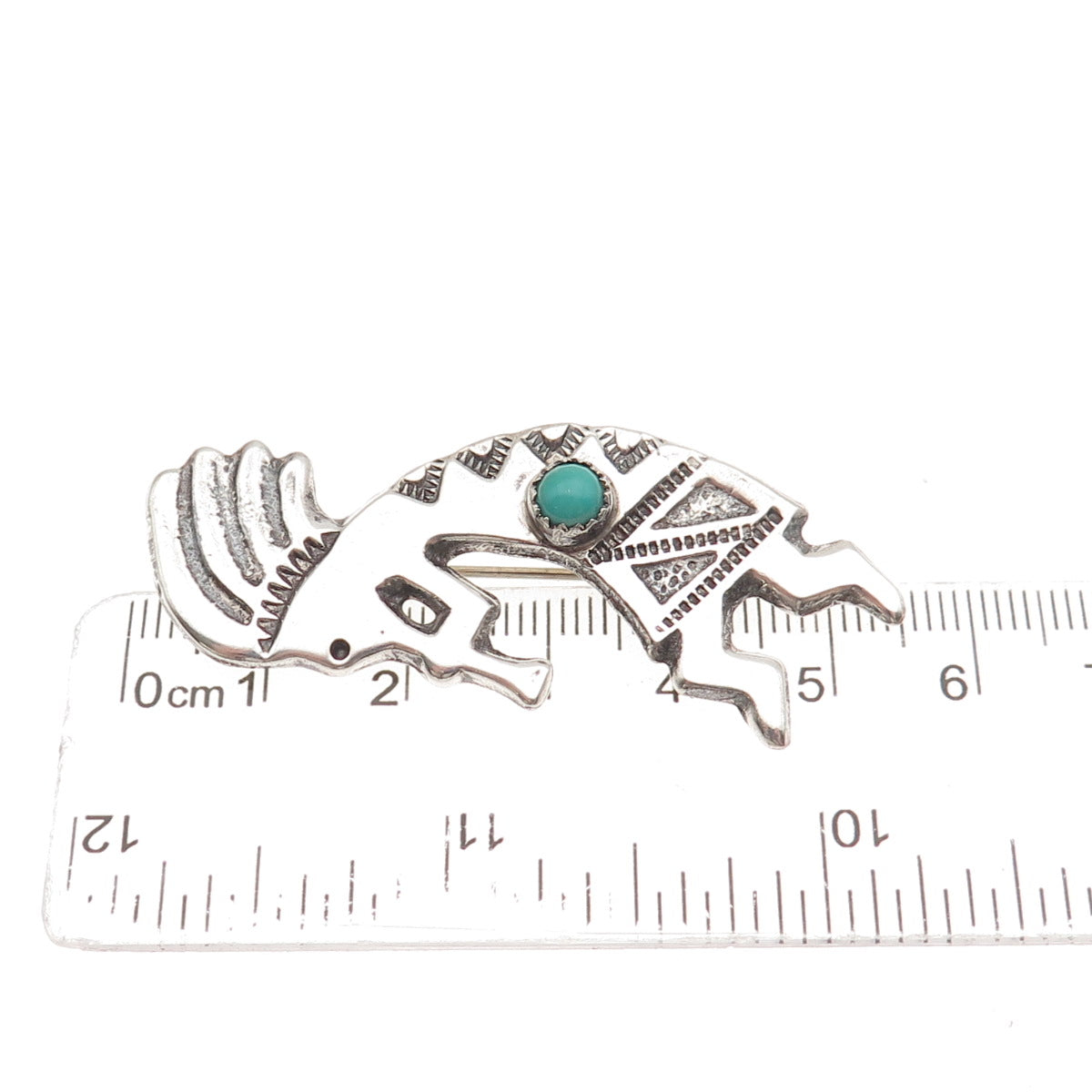 Jamison Kee Navajo Old Pawn 925 Sterling Vintage Turquoise Kokopelli Pin Brooch