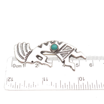 Jamison Kee Navajo Old Pawn 925 Sterling Vintage Turquoise Kokopelli Pin Brooch