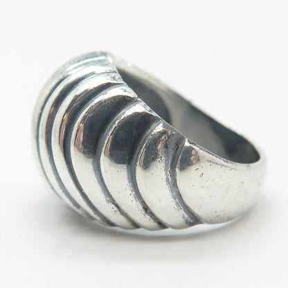 925 Sterling Silver Vintage Ribbed Domed Ring Size 6.25