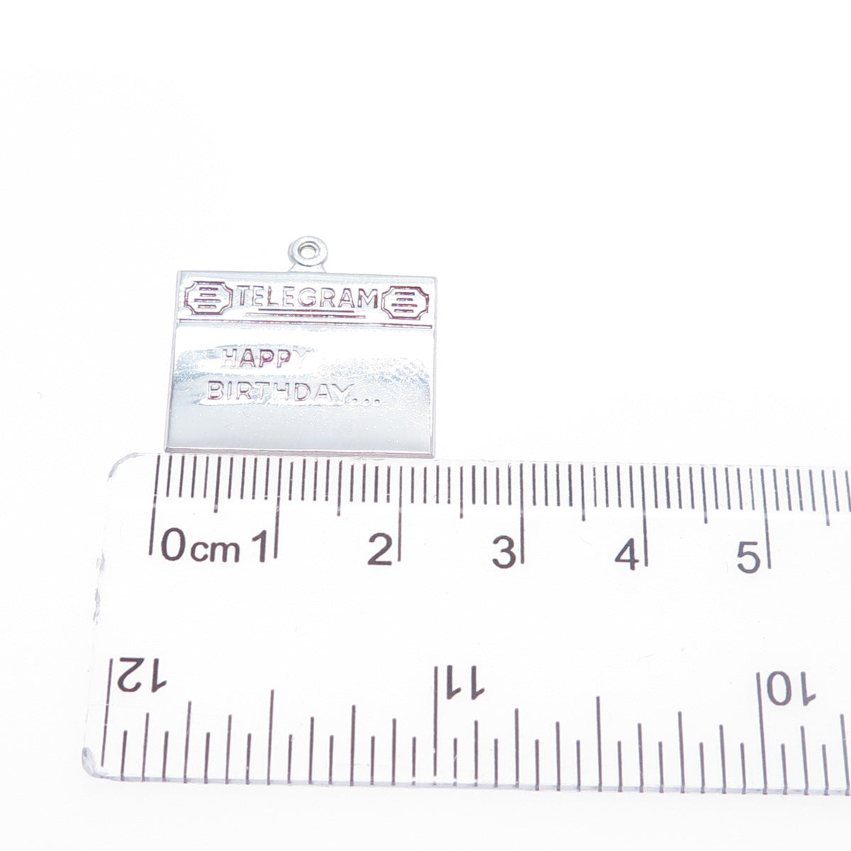 GRIFFITH & SONS Sterling Silver Vintage Enamel Happy Birthday Telegram Pendant