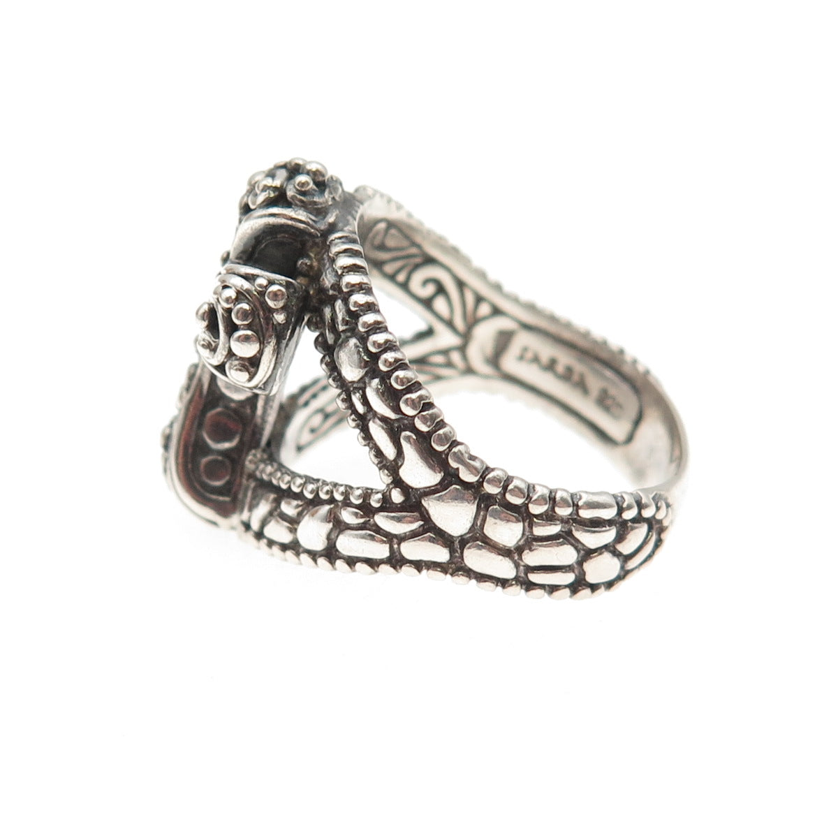 SARDA 925 Sterling Silver Vintage Cross Granulated Oxidized Ring Size 8.25
