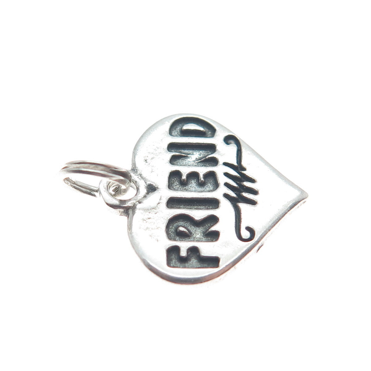 SUNDANCER 925 Sterling Silver Vintage Friend Heart Minimalist Charm Pendant