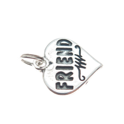 SUNDANCER 925 Sterling Silver Vintage Friend Heart Minimalist Charm Pendant