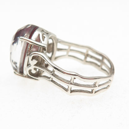 BJC Samuel Benham 925 Sterling Silver Vintage Cherry Glass Modernist Ring Size 9