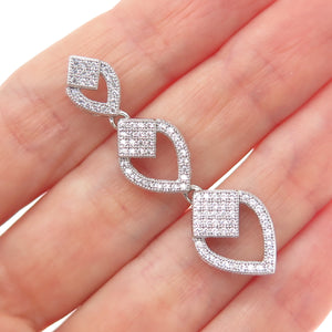 925 Sterling Silver Round-Cut C Z Graduated Heart Slide Pendant