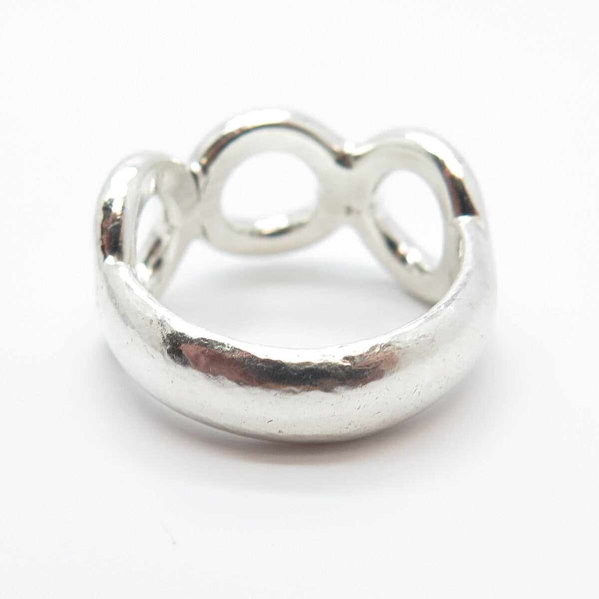 925 Sterling Silver Vintage Triple Circle Ring Size 6
