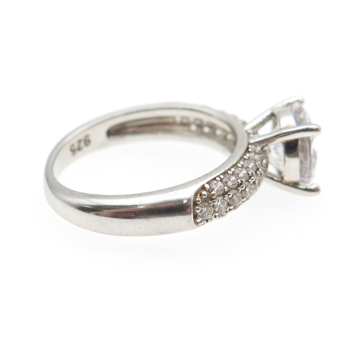 925 Sterling Silver Round-Cut C Z Engagement Ring Size 6