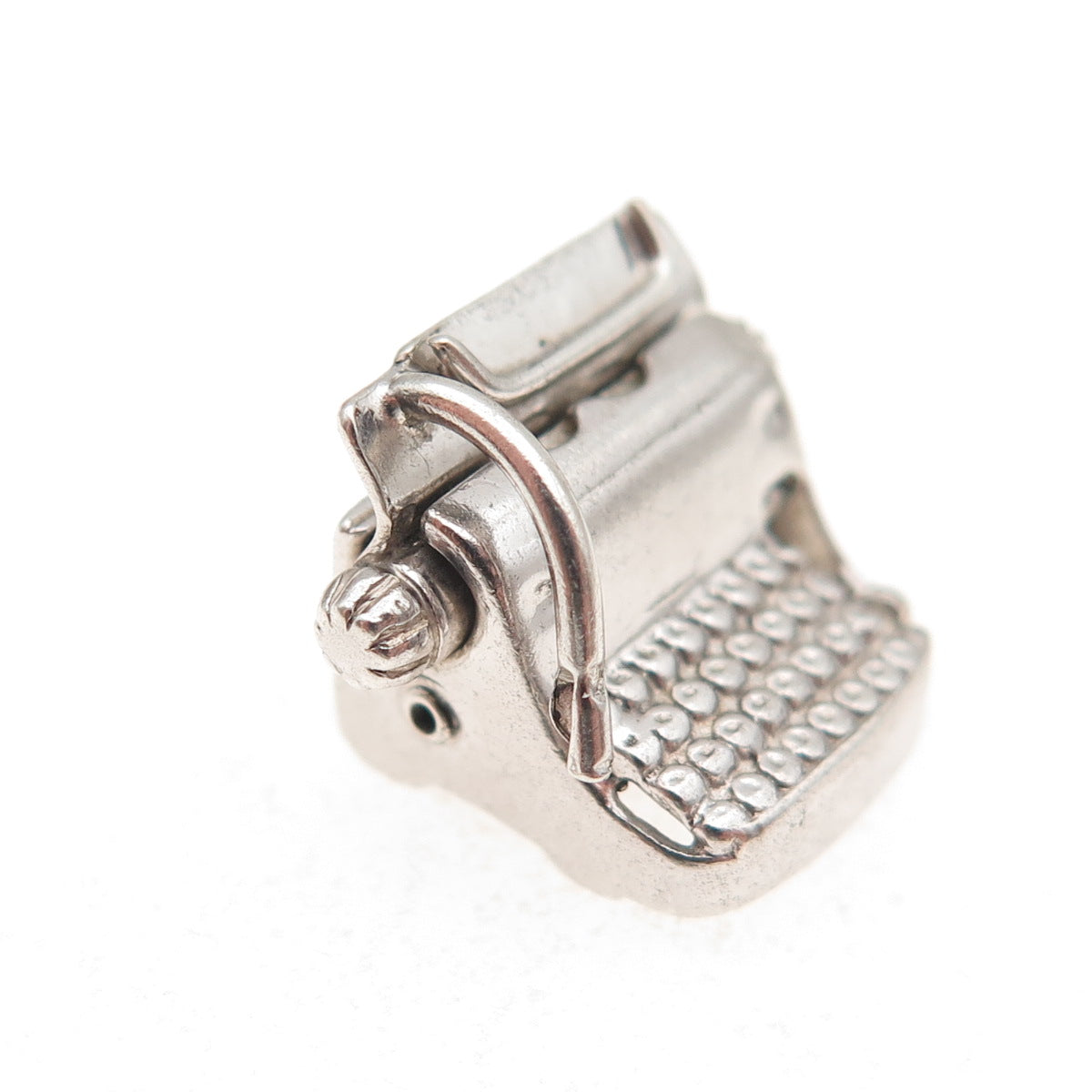 925 Sterling Silver Antique Art Deco Typewriter Oxidized 3D Charm Pendant
