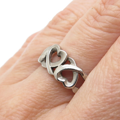925 Sterling Silver Vintage Open Heart Ring Size 8