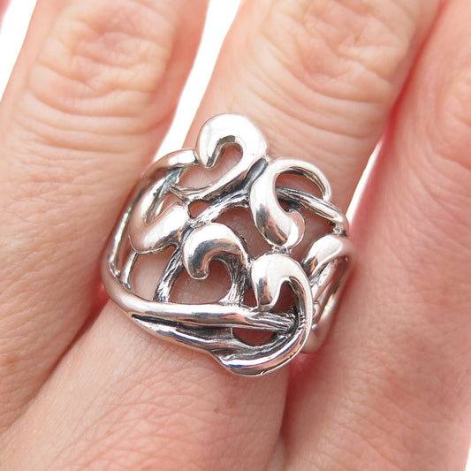 HAGIT GORALI Sterling Silver Vintage Ornate Modernist Oxidized Ring Size 8.25