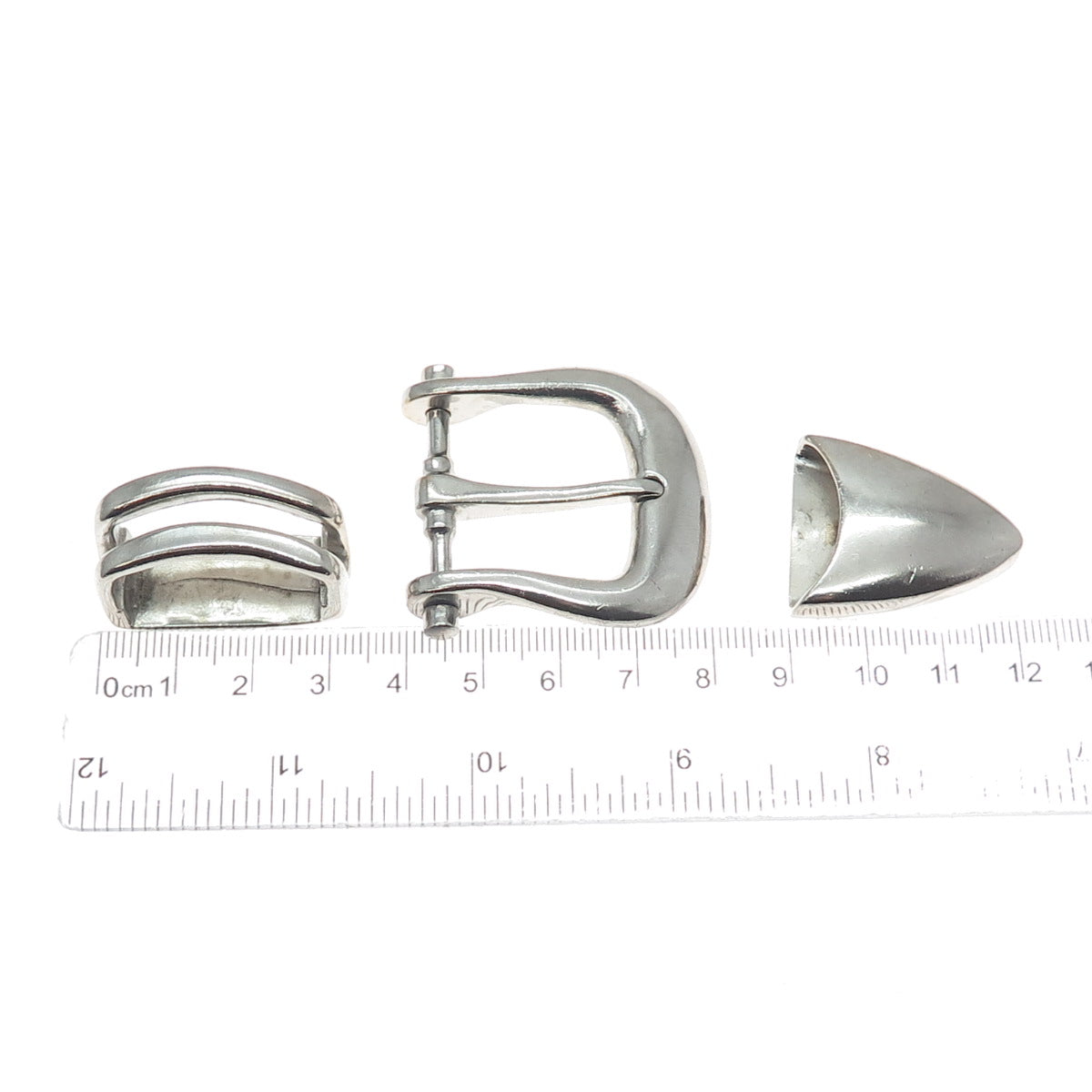 ALEXANDER'S BELTS & BUCKLES Sterling Vintage 1996 SET of Belt Buckle Loop Tip