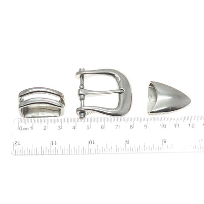 ALEXANDER'S BELTS & BUCKLES Sterling Vintage 1996 SET of Belt Buckle Loop Tip