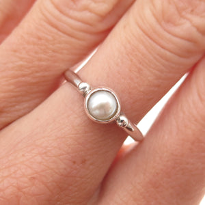 Colleen Lopez 925 Sterling Silver Vintage Real Pearl Ring Size 7.75