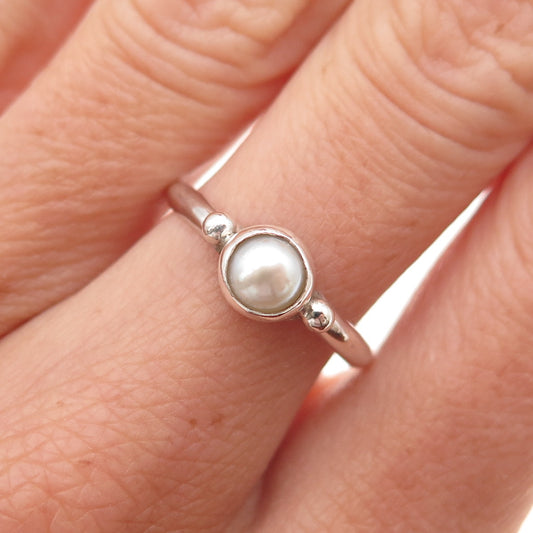 Colleen Lopez 925 Sterling Silver Vintage Real Pearl Ring Size 7.75
