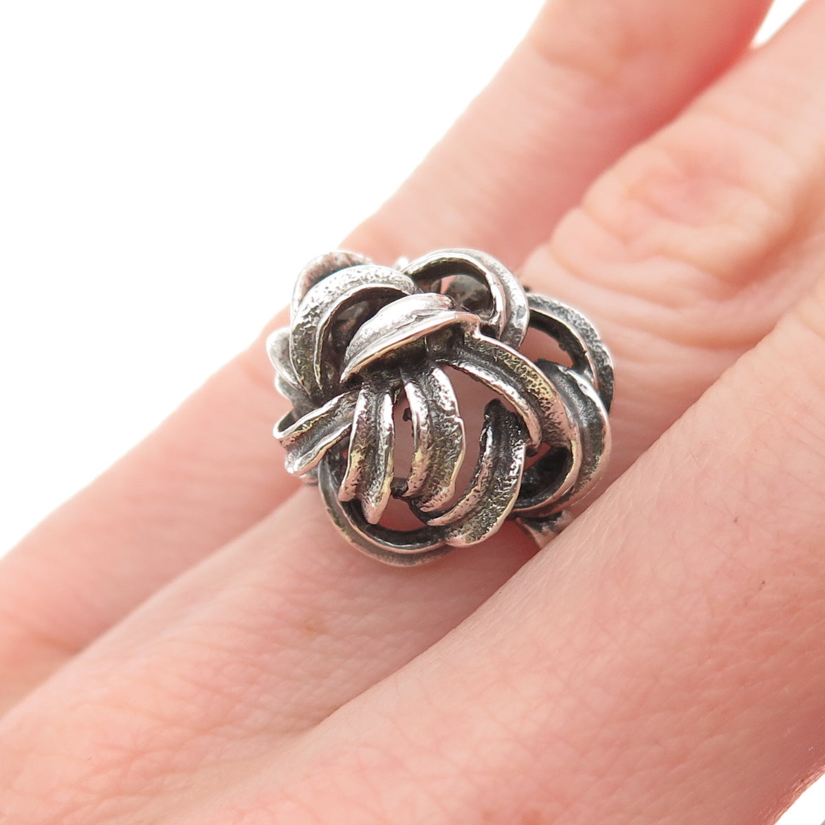 925 Sterling Silver Vintage Modernist Oxidized Ring Size 5