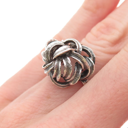 925 Sterling Silver Vintage Modernist Oxidized Ring Size 5