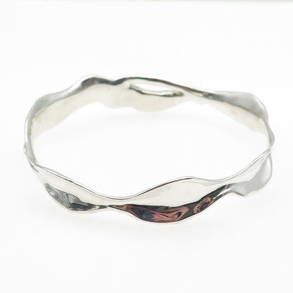 HAGIT GORALI 925 Sterling Silver Vintage Israel Modernist Bangle Bracelet 8.75"