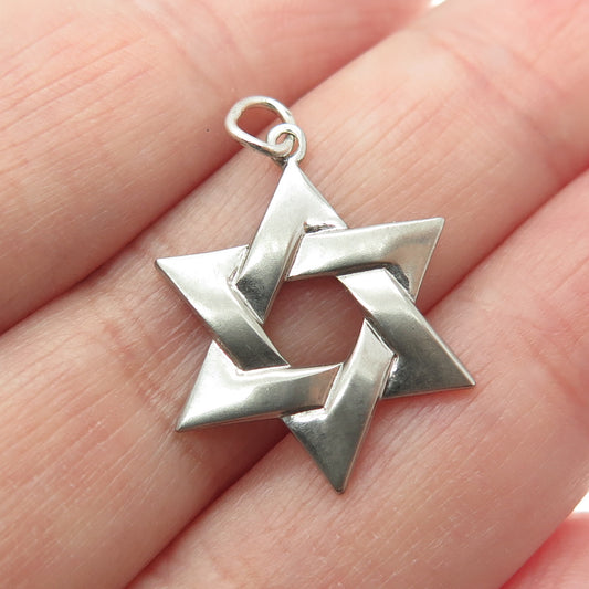 925 Sterling Silver Vintage Star of David Charm Pendant