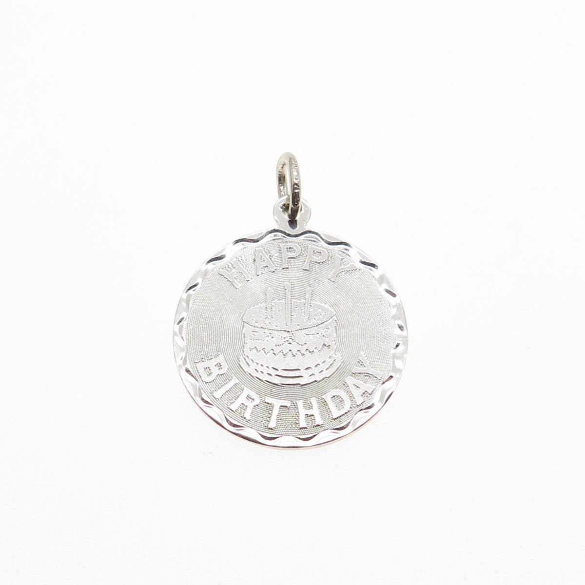 SPENCER 925 Sterling Silver Vintage Happy Birthday Minimalist Charm Pendant