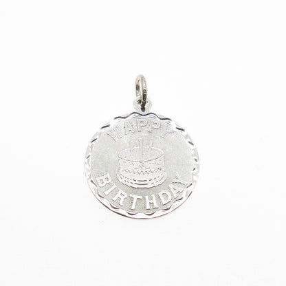 SPENCER 925 Sterling Silver Vintage Happy Birthday Minimalist Charm Pendant