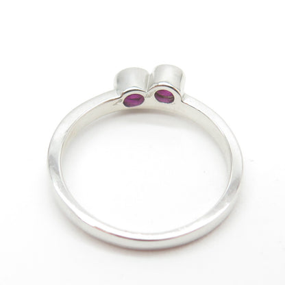 925 Sterling Silver Round-Cut Lab-Created Pink Sapphire Ring Size 7.75