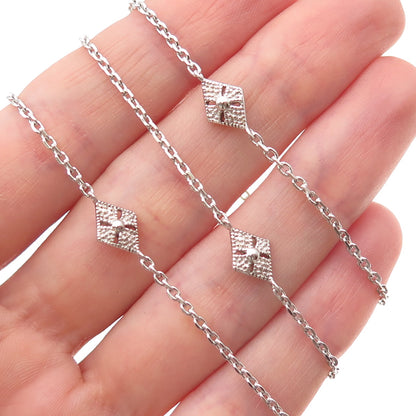 925 Sterling Silver Vintage Station By The Yard Cable Chain Necklace 18"