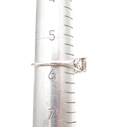 D'JOY 925 Sterling Silver Vintage Real Oval-Cut White Topaz Ring Size 5.75