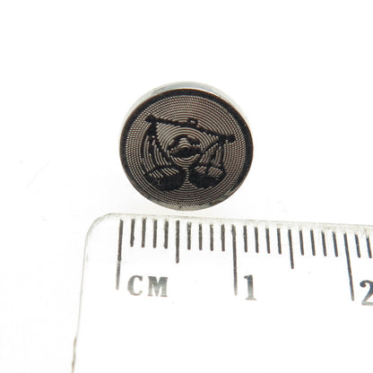925 Sterling Silver Vintage Libra Zodiac Sign Round Lapel Pin