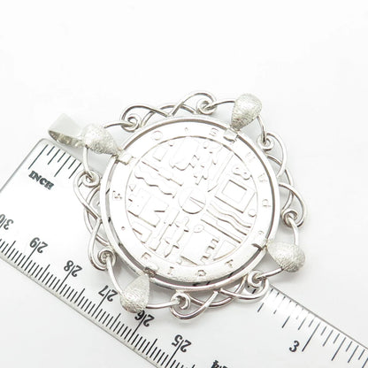 925 Sterling Silver Vintage Tribal Pendant / Pin Brooch