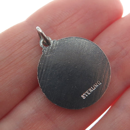 925 Sterling Silver Vintage Enamel United Nations Minimalist Charm Pendant
