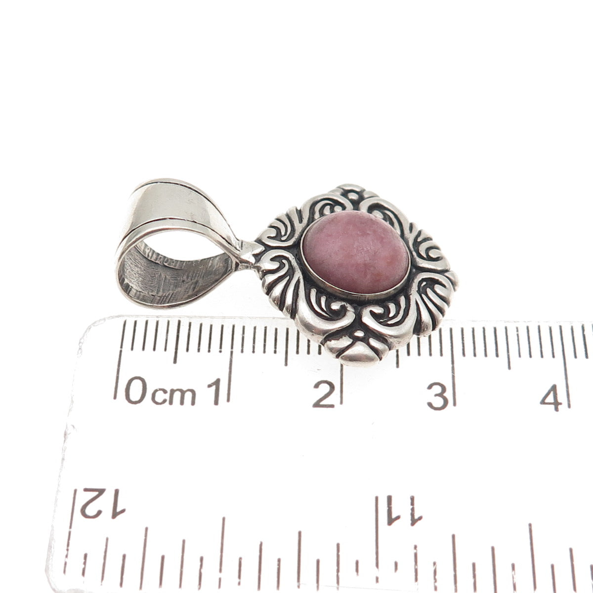 Carolyn Pollack 925 Sterling Silver Vintage Real Rhodonite Floral Charm Pendant
