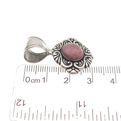 Carolyn Pollack 925 Sterling Silver Vintage Real Rhodonite Floral Charm Pendant