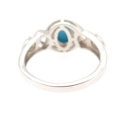 Chuck Clemency 925 Sterling Silver 2-Tone Real Turquoise Peridot Ring Size 8.25