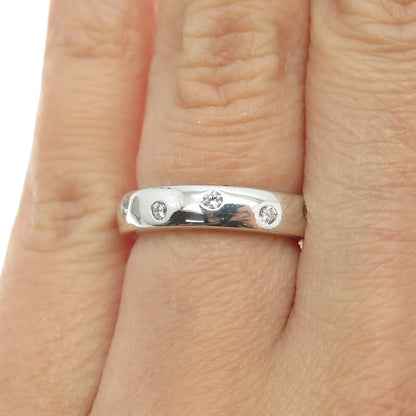 925 Sterling Silver Round-Cut C Z Band Ring Size 5