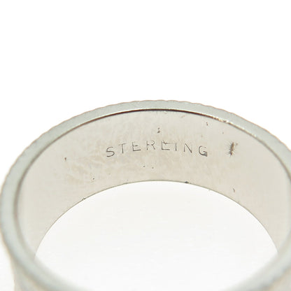 925 Sterling Silver Vintage Ribbed Band Ring Size 6.75