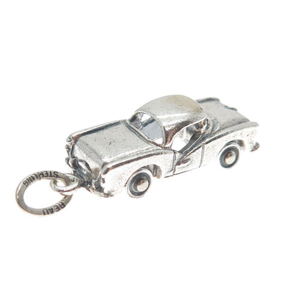 BEAU 925 Sterling Silver Vintage Retro Car Oxidized 3D Charm Pendant