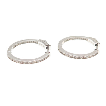 925 Sterling Silver Round-Cut C Z In & Out Hoop Earrings