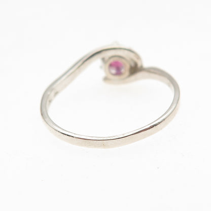 Tommy Long 925 Sterling Silver Vintage Real Tourmaline Bypass Ring Size 7.5