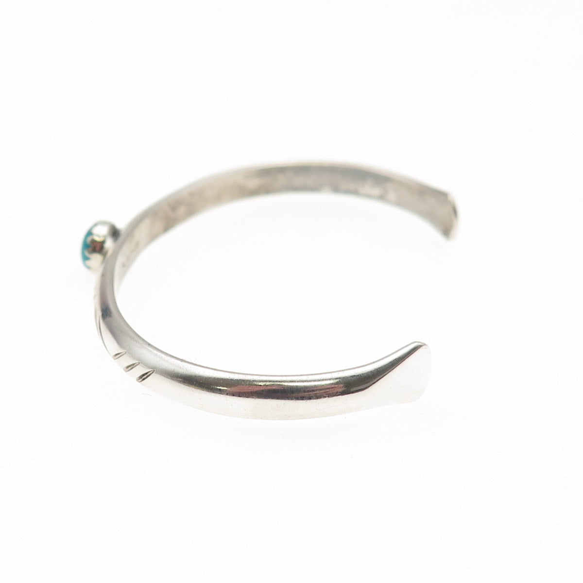 Old Pawn 925 Sterling Silver Vintage Turquoise Snake Eye Adjustable Bracelet 5"