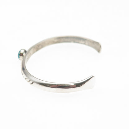 Old Pawn 925 Sterling Silver Vintage Turquoise Snake Eye Adjustable Bracelet 5"