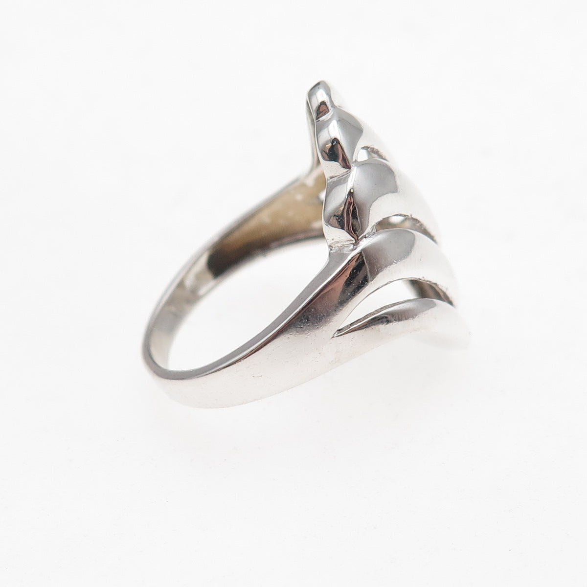925 Sterling Silver Vintage Modernist Ribbed Ring Size 7