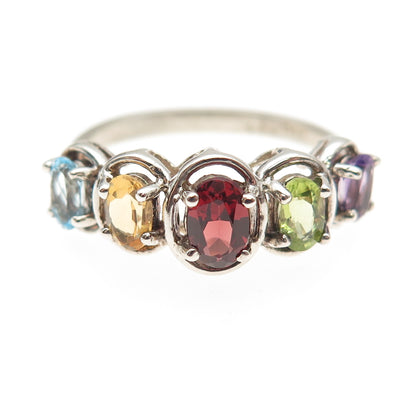 CJC Criterion Sterling Vintage Topaz Amethyst Citrine Peridot Garnet Ring Size 8