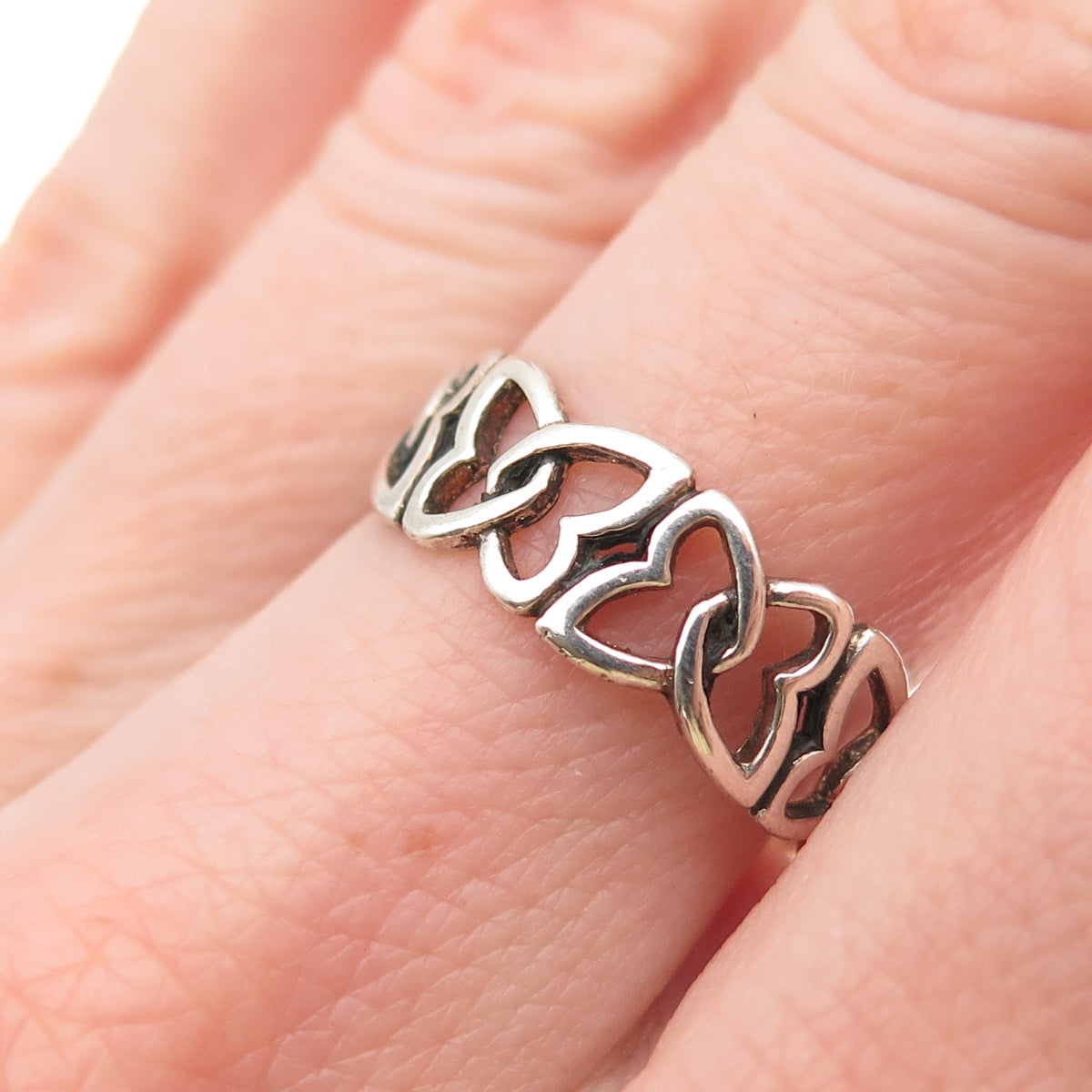 925 Sterling Silver Vintage Celtic Butterfly Knot Oxidized Band Ring Size 8