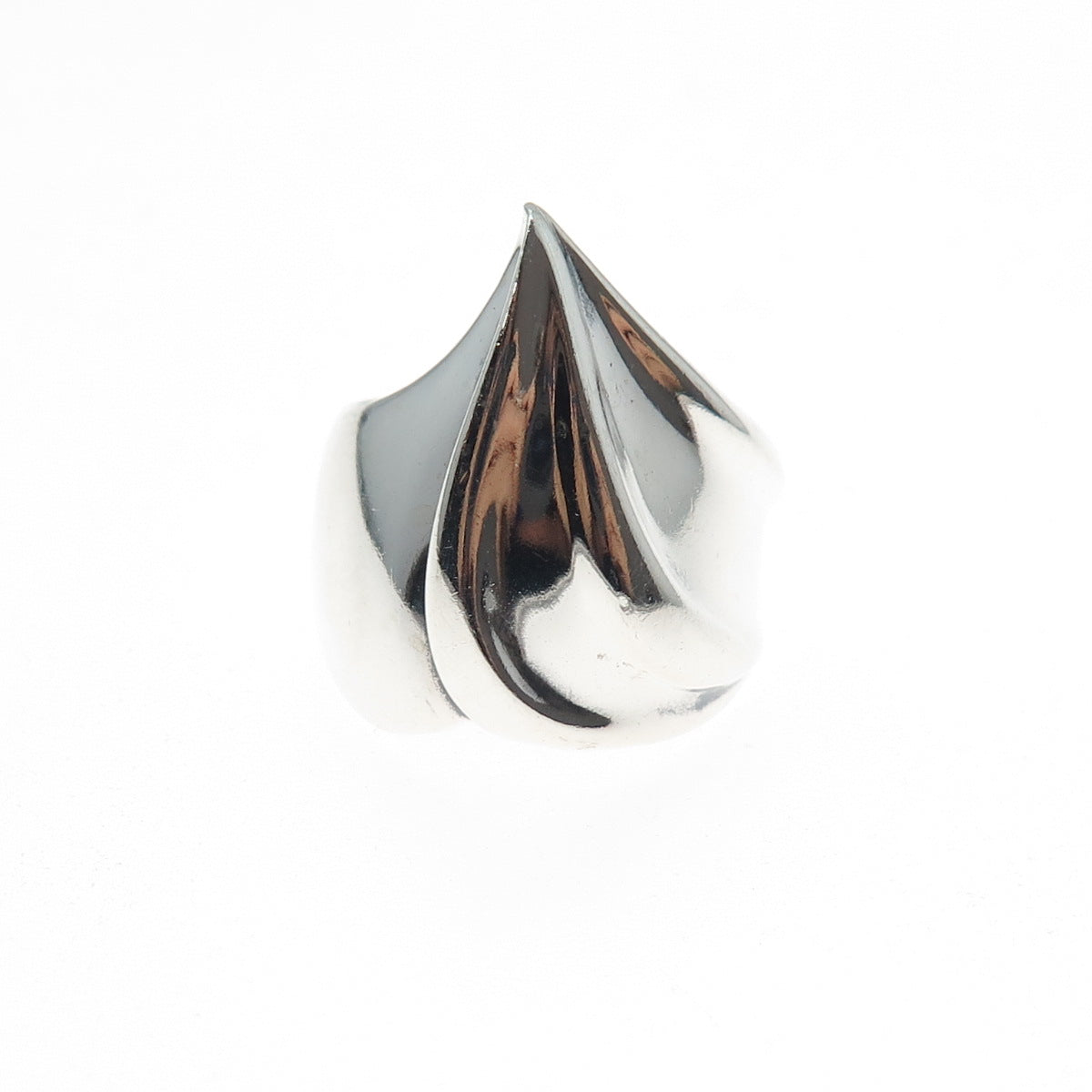 925 Sterling Silver Vintage Modernist Flame Ring Size 6.5