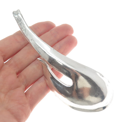 925 Sterling Silver Vintage Modernist Large Pin Brooch
