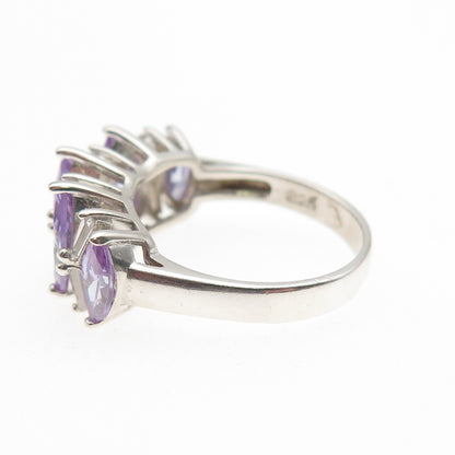 925 Sterling Silver Purple & White C Z Ring Size 7