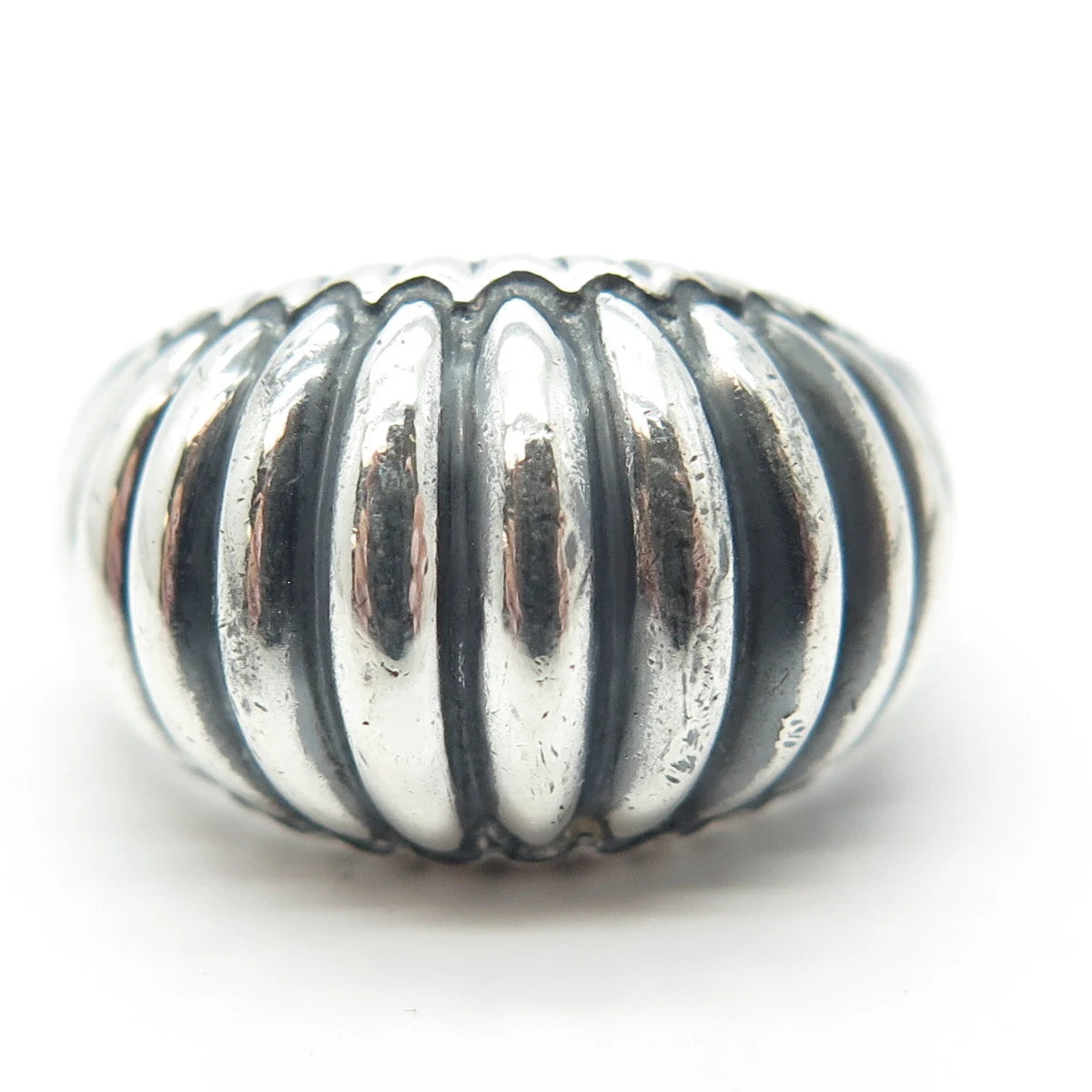 925 Sterling Silver Vintage Ribbed Ring Size 9.75