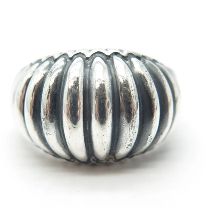 925 Sterling Silver Vintage Ribbed Ring Size 9.75